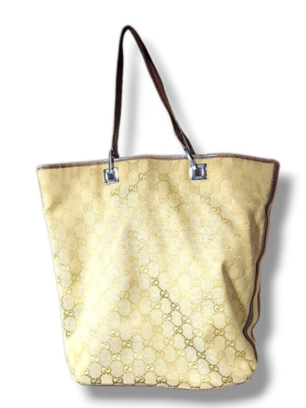 Gucci - Sherry Beige Canvas Tote w leather straps